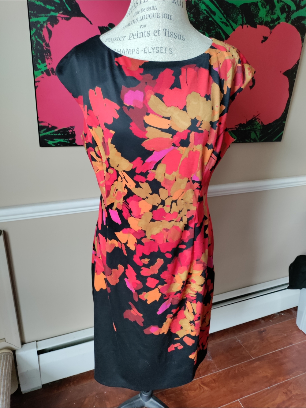 Women's London Times Autumn Colors Cap Sleeve Sheath Dress Size 16
